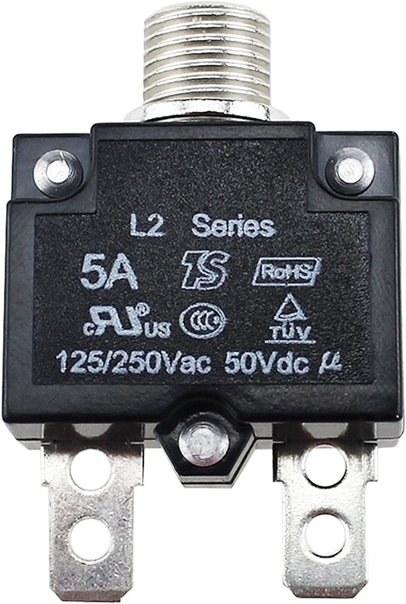 T Tocas 5pcs Push Button Reset 5A Circuit Breakers with Quick Connect Terminals and Waterproof Button Cap - Image 3