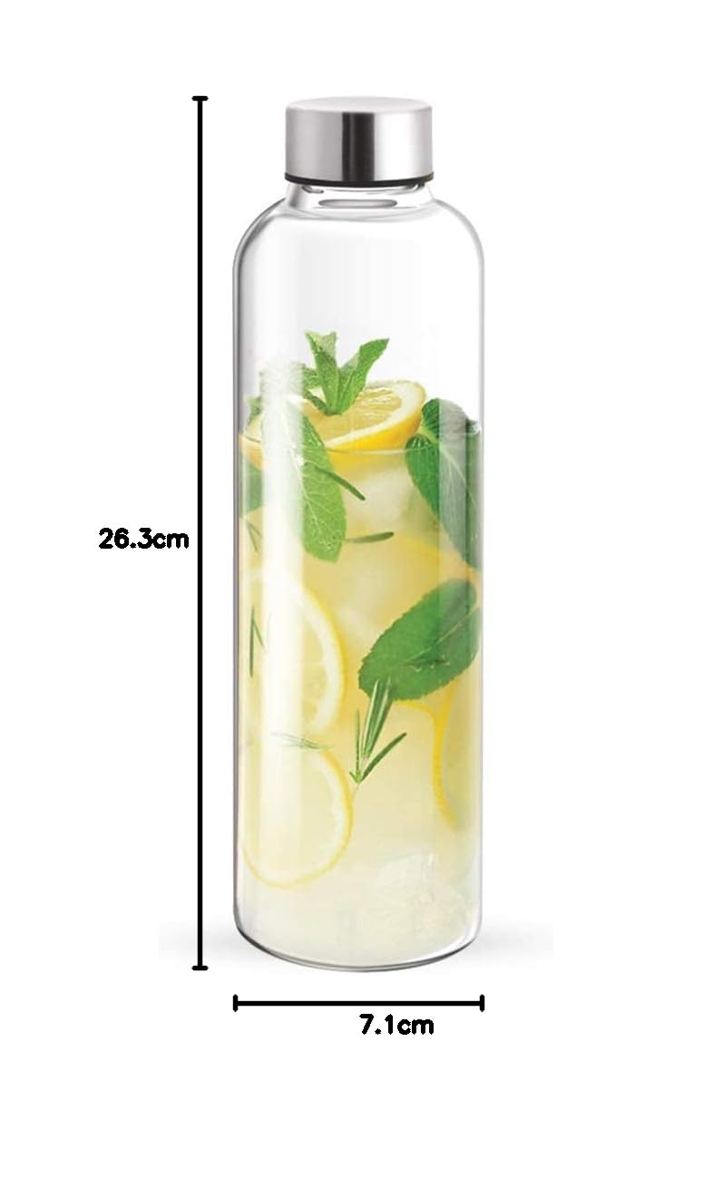 تريو زجاجة مياه زجاجية من تريو باي ميلتون، سعة 0.76 لتر (760 مل) - زجاجة ثلاجة من زجاج البوروسيليكات مع غطاء محكم الإغلاق من الفولاذ المقاوم للصدأ، شفافة، مثالية للمنزل والمكتب والفندق والسفر - كلاريون - Image 5