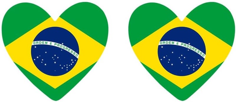 2 x Brazil Flag Heart Temporary Tattoo Brazilian Team support