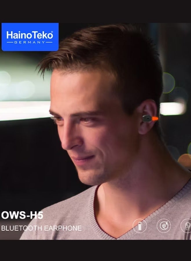 Haino Teko Haino Teko Germany OWS-H5  Bluetooth Earphones with High-Quality Sound, Super Clear Mic, and Touch Controls – Stylish & Comfortable White Wireless Earphones for Music, Calls, and Sports. - Image 4