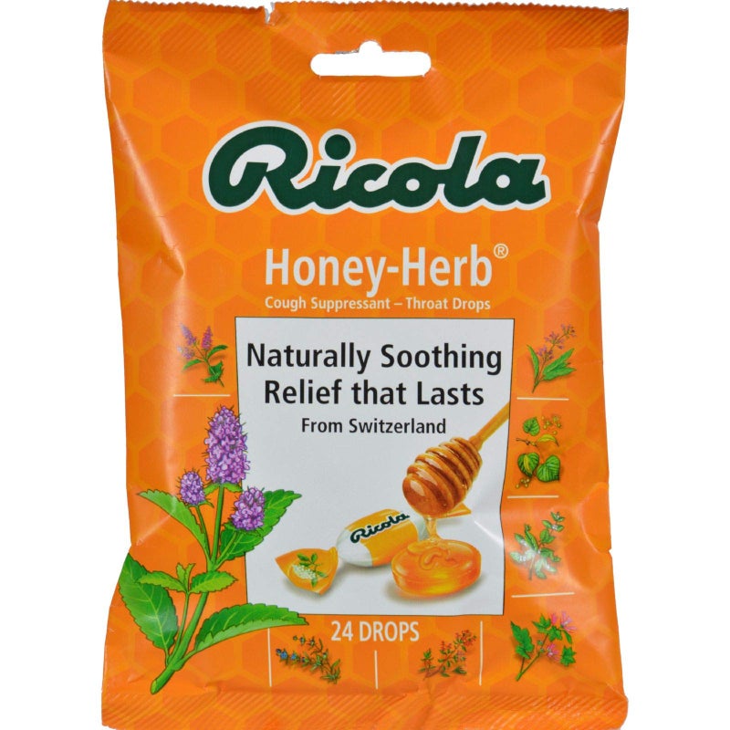 Ricola Honey Herb Cough Suppressant Throat Drops | Naturally Soothing Long-Lasting Relief - 24 Count (Pack of 12) Bags - Image 1