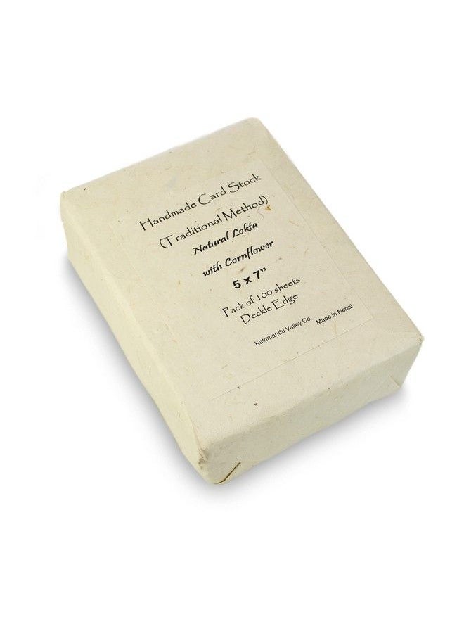 Kathmandu Valley Co. - Handmade Lokta Card Stock 5X7 Inch Paper With Petal Flourish And Deckle Edge. Tree Free Lokta Paper For Vintage Stationery Printing And Decorative Invitations (100 Sheets Cornflower) - Image 1