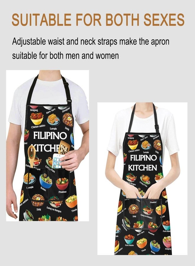 PXTIDY Filipino Food Cooking Apron Filipino Cuisine Gift Philippines Vacation Gift Philippines Kitchen Apron With Pockets - Image 5