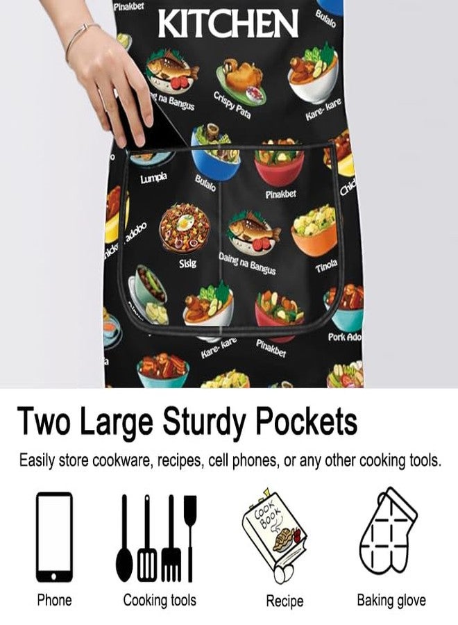 PXTIDY Filipino Food Cooking Apron Filipino Cuisine Gift Philippines Vacation Gift Philippines Kitchen Apron With Pockets - Image 4