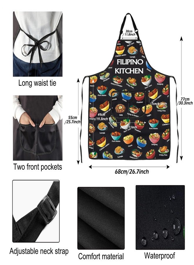 PXTIDY Filipino Food Cooking Apron Filipino Cuisine Gift Philippines Vacation Gift Philippines Kitchen Apron With Pockets - Image 3