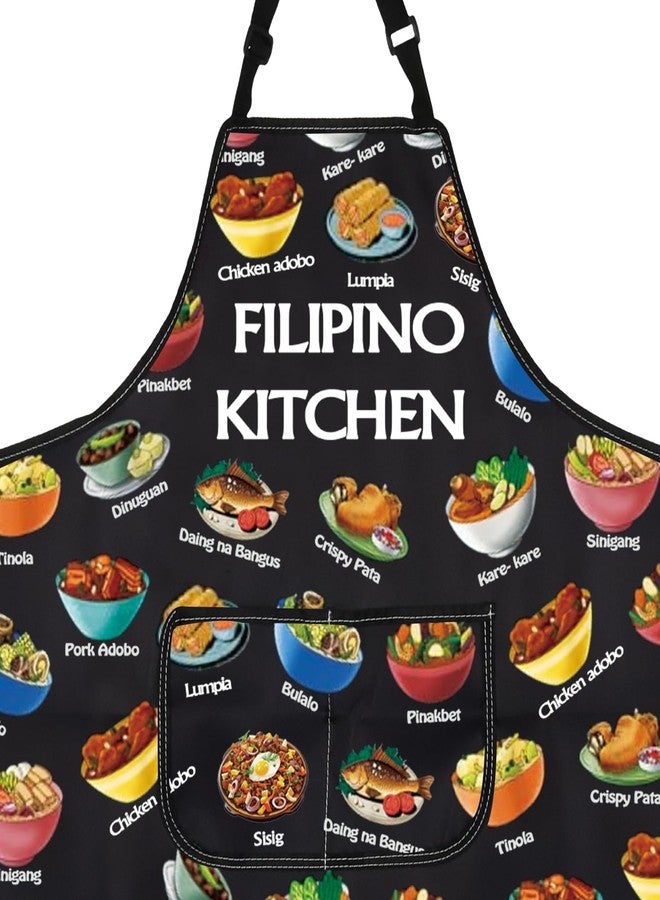 PXTIDY Filipino Food Cooking Apron Filipino Cuisine Gift Philippines Vacation Gift Philippines Kitchen Apron With Pockets - Image 2