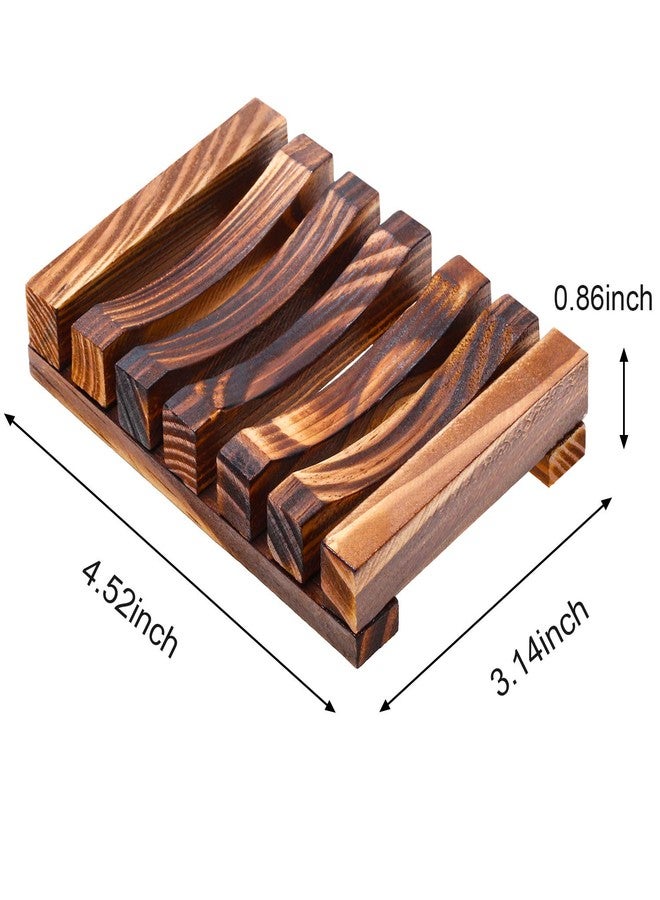Honoson 5 Pieces Wooden Soap Dish Holder Tray Wood Bar Soap Holder Tray Self Draining Saver for Shower Bathroom Kitchen - Image 2