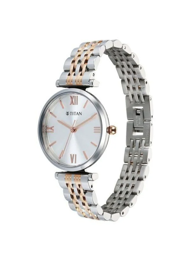 TITAN  Workmode Quartz Analog Silver Dial Two Toned Silver & Rose Gold Metal Strap Watch for Women - 95313KM01  | Best Price UAE