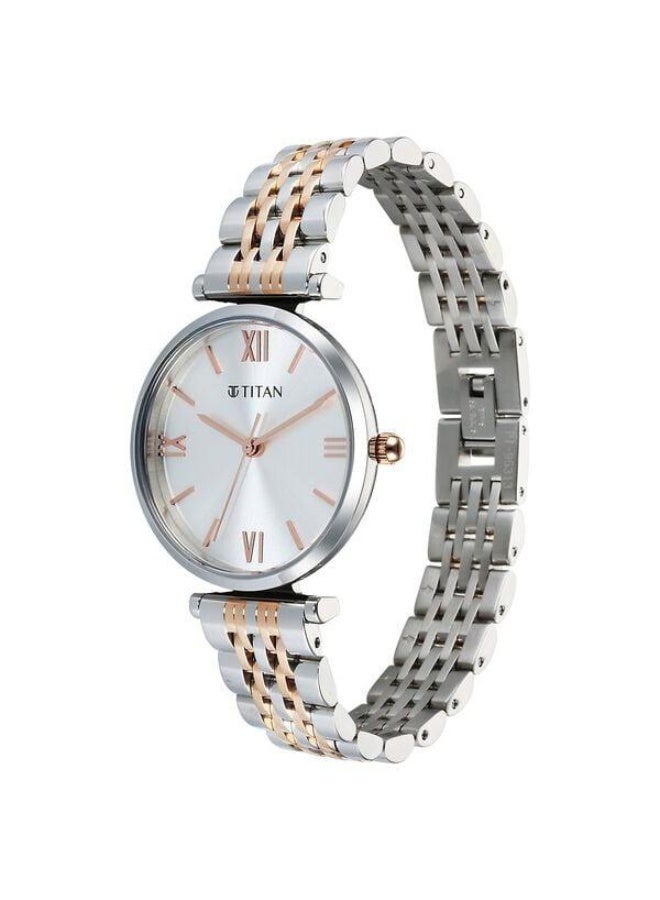 TITAN Workmode Quartz Analog Silver Dial Two Toned Silver & Rose Gold Metal Strap Watch for Women - 95313KM01 - Image 3