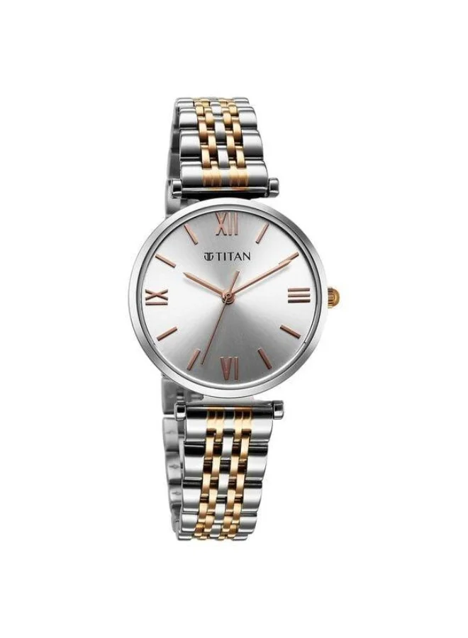 TITAN Workmode Quartz Analog Silver Dial Two Toned Silver & Rose Gold Metal Strap Watch for Women - 95313KM01