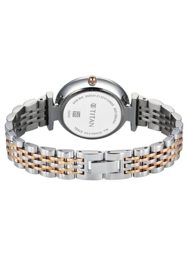 TITAN  Workmode Quartz Analog Silver Dial Two Toned Silver & Rose Gold Metal Strap Watch for Women - 95313KM01  | Best Price UAE