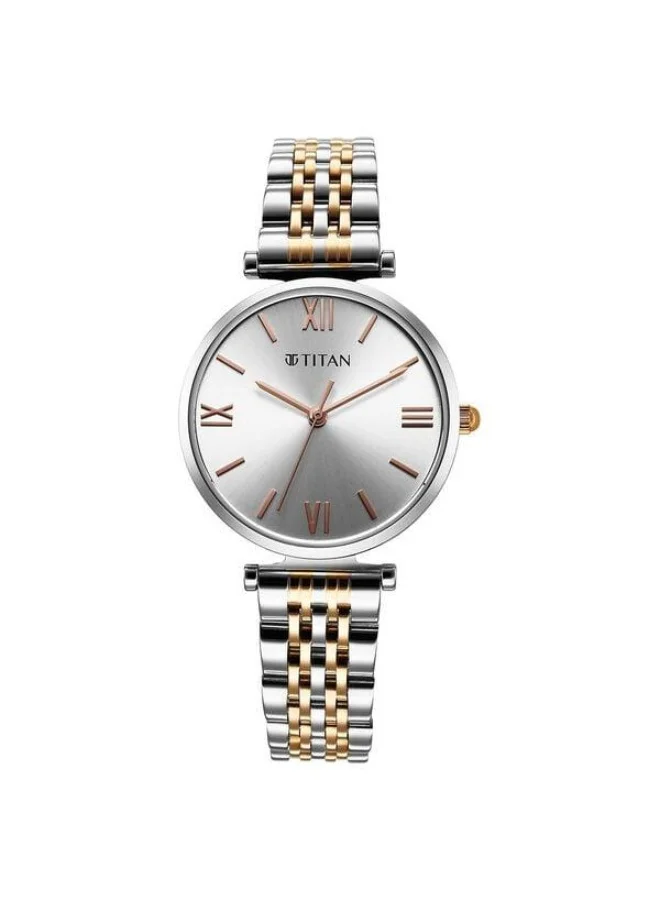 TITAN Workmode Quartz Analog Silver Dial Two Toned Silver & Rose Gold Metal Strap Watch for Women - 95313KM01