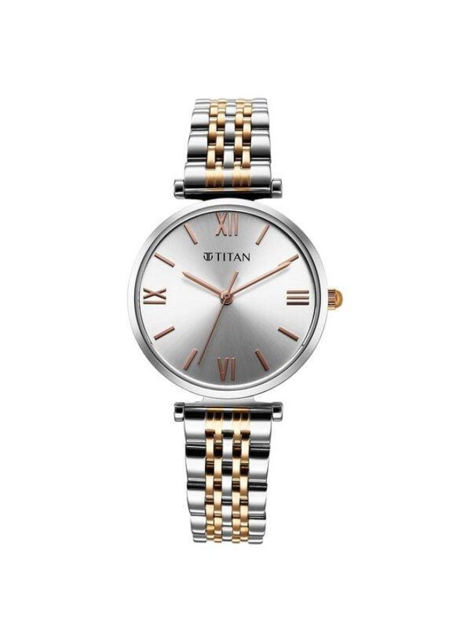 TITAN Workmode Quartz Analog Silver Dial Two Toned Silver & Rose Gold Metal Strap Watch for Women - 95313KM01 - Image 1
