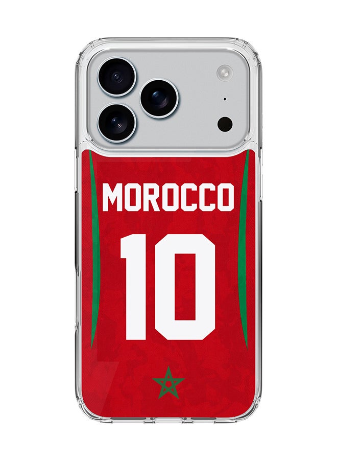 Stylizedd Classic Clear Magnetic Case for Apple iPhone 17 Pro , Hybrid Soft Case Flexible Edges Anti Drop TPU PC Gel Thin Transparent Cover [ Designed for Apple iPhone 17 Pro ] - Football Team Morocco World Cup 2026 - Image 1