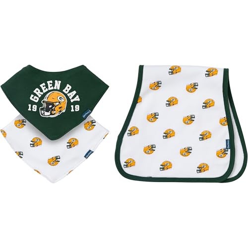 Gerber Baby NFL Team Bandana Bibs and Burp Cloth Set Packers One Size - Image 1