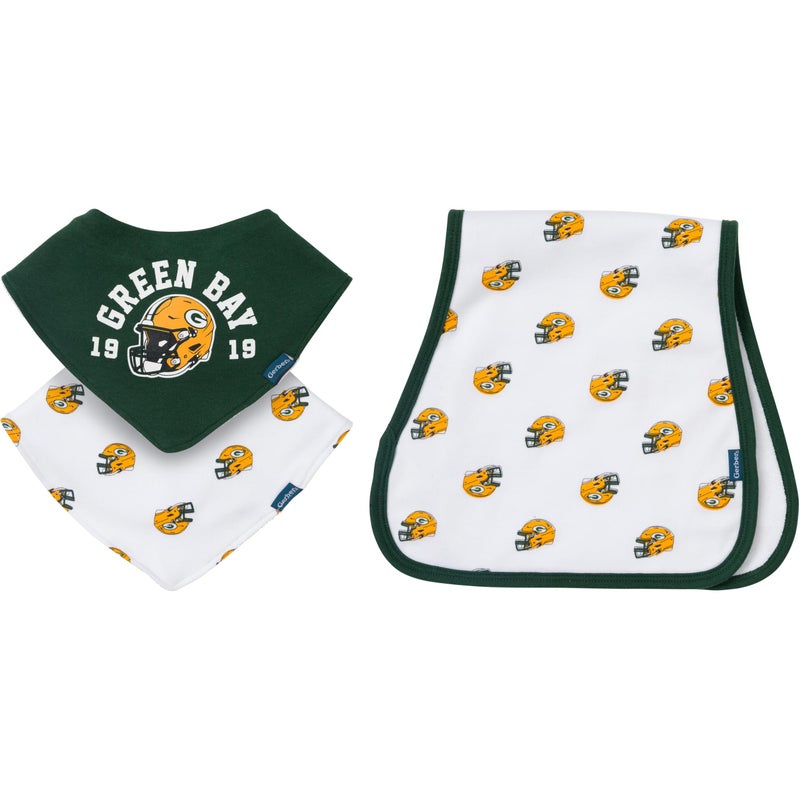 Gerber Baby NFL Team Bandana Bibs and Burp Cloth Set Packers One Size - Image 2