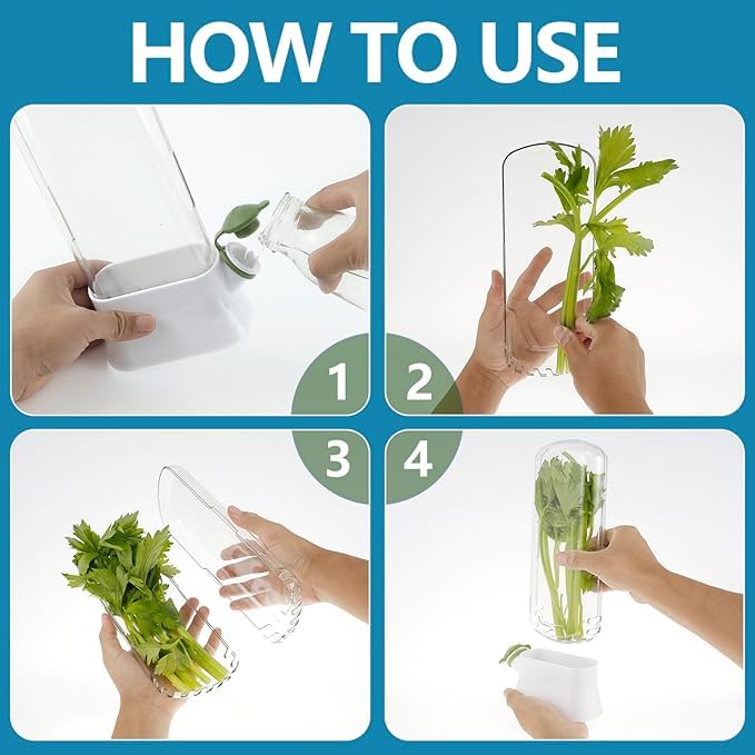 VALUEVIBES VALUEVIBES Fresh Herb Keeper with BuiltIn Peeler Herb Vegetable Storage Container for Fridge Ideal for Parsley Basil Coriander and Asparagus WHITE  - Image 4