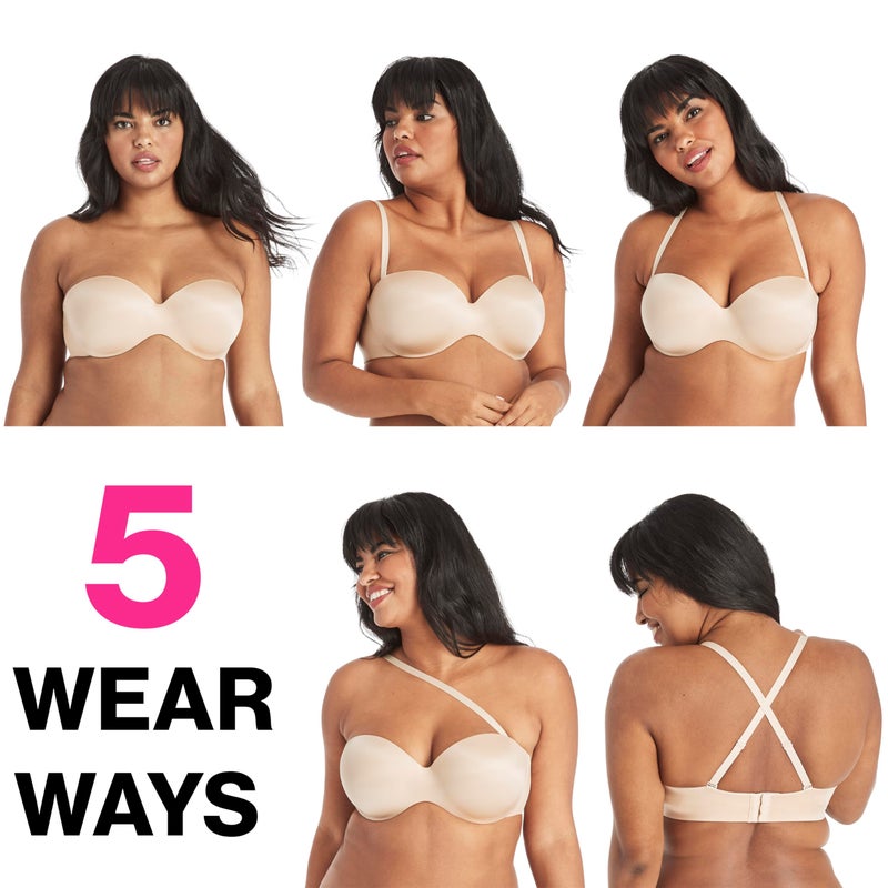 Maidenform Womens Dreamwire Multi-Way Underwire Bra, Strapless 6-Way Convertible Bra, Black, 36C US - Image 5