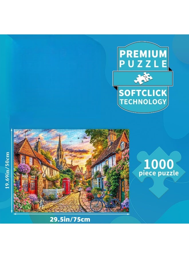 1000 قطعة بازل | لعبة بازل عالية الجودة بأسلوب رسم يدوي لموضوع شوارع المدينة، موضوع العطلة - ترفيه عائلي / هدية تذكارية للصداقة - Image 5