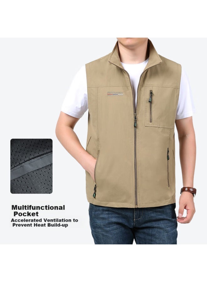 Vancamel Men's Outdoor Quick-dry Casual Multi-pocket Fishing Photography Vest Jacket Khaki XL - Image 2
