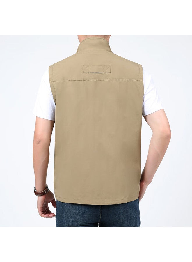 Vancamel Men's Outdoor Quick-dry Casual Multi-pocket Fishing Photography Vest Jacket Khaki XL - Image 4