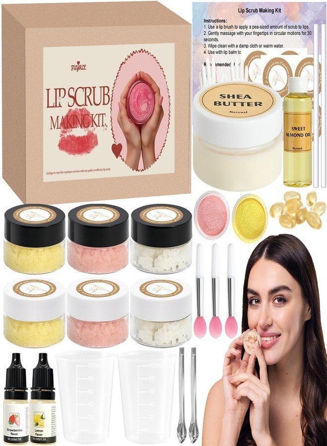 JUYRLE Sugar Lip Scrub Making Kit- 35Pcs Make Your Own Sugar Lip Scrub with Shea Butter, Almond Oil, Essential Oils, Moisturizing and Exfoliating Dry Lip, DIY Organic Lip Care Gifts For Women & Men - Image 1