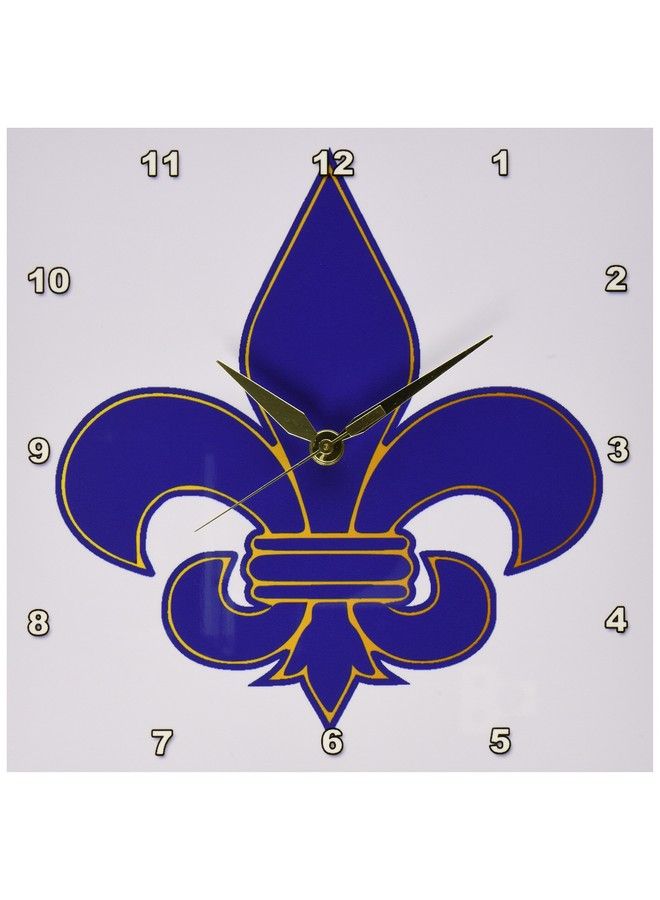3DROSE Dpp_22361_1 Large Navy Blue And Gold Fleur De Lis Christian Saints Symbol Wall Clock 10 By 10Inch - Image 1