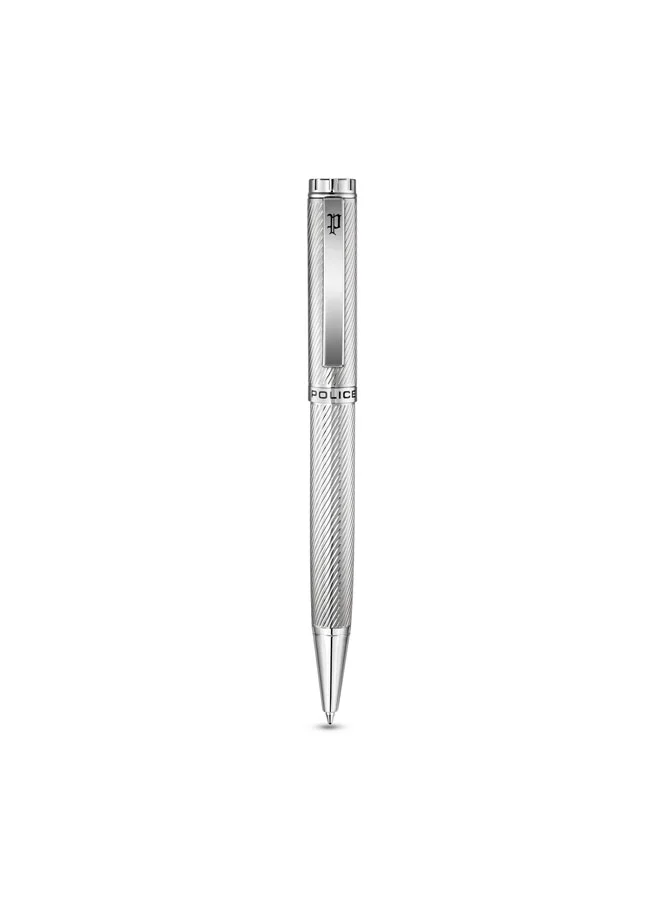 POLICE Cavolini Full Stainless Steel Twist Ballpoint Pen for Men, Blue Ink