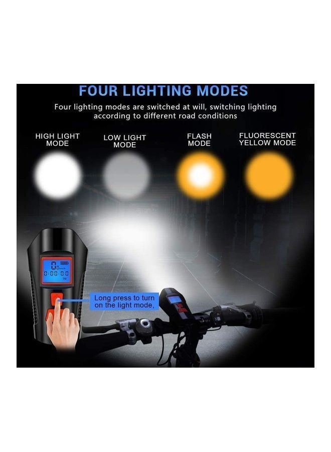 Rock Pow Bicycle Light Set With Horn And Speedometer USB Rechargeable LED Bike Headlight 15 x 10 x 8 cmcm - Image 2