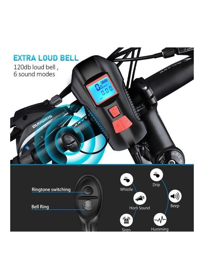 Rock Pow Bicycle Light Set With Horn And Speedometer USB Rechargeable LED Bike Headlight 15 x 10 x 8 cmcm - Image 4