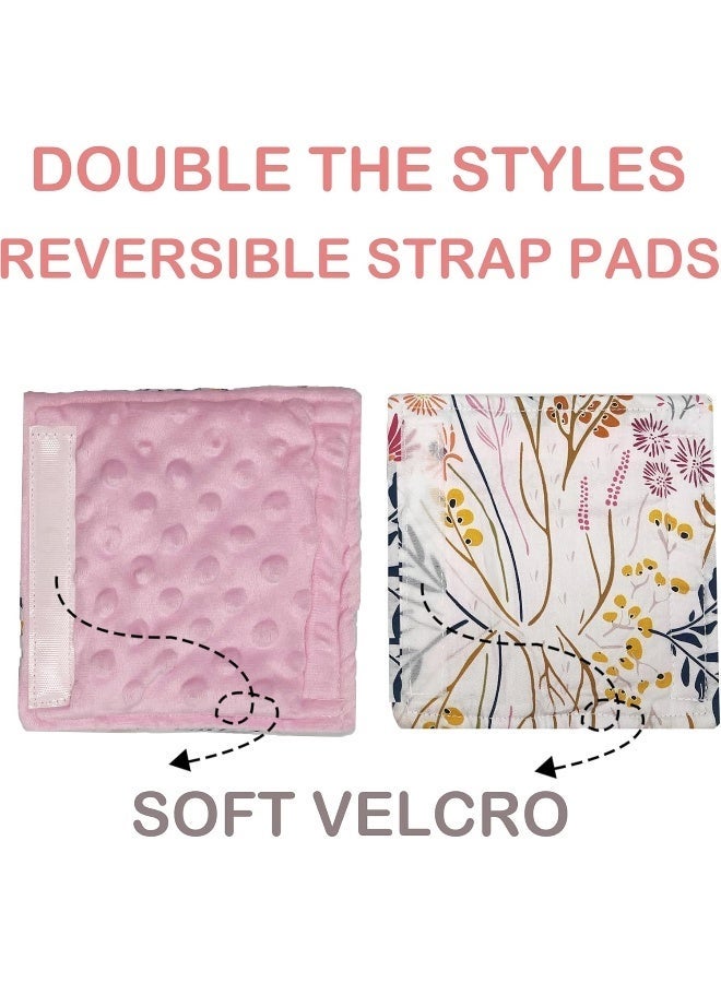 Culclendy Baby Car Seat Neck Cover, Car Seat Strap Cover, Seat Belt Cushions Pads, Shoulder Strap Protectors, Reversible Pram Harness Covers in Minky Floral, Baby Neck Pad Protector - Image 2