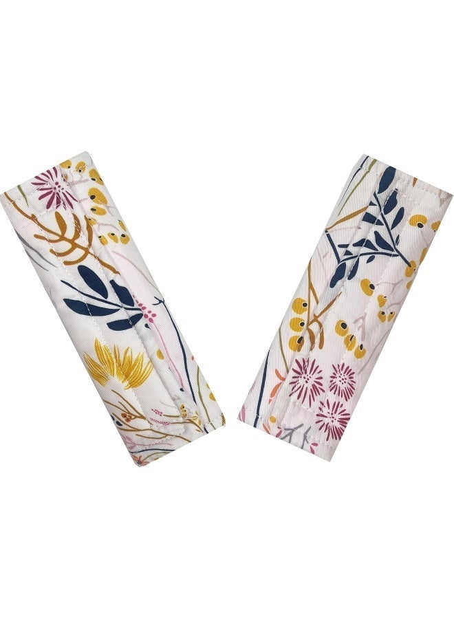 Culclendy Baby Car Seat Neck Cover, Car Seat Strap Cover, Seat Belt Cushions Pads, Shoulder Strap Protectors, Reversible Pram Harness Covers in Minky Floral, Baby Neck Pad Protector - Image 1