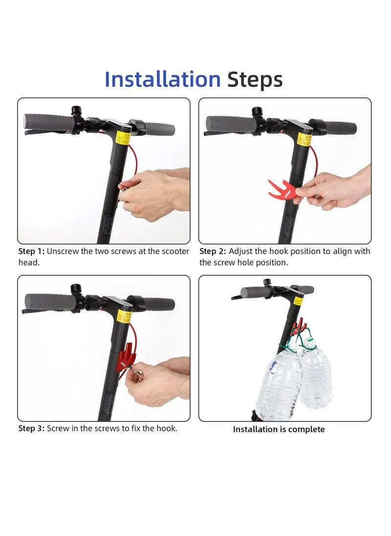 ULIP Scooter Double Front Hook Aluminum Carrying Hook Handy Hanger Hook For Scooter With M5 Screws For Xiaomi M365 Pro Mi3 1S Scooters Red  - Image 5