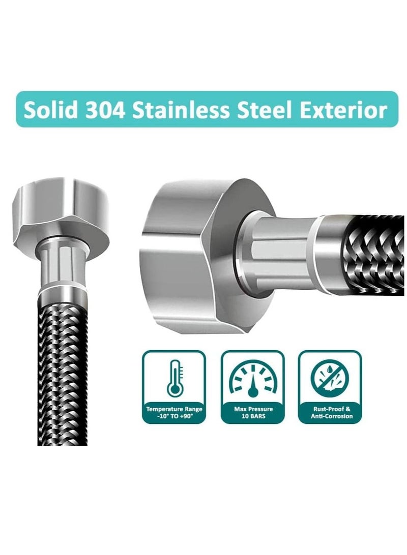 Rubik 1.5 Meter Stainless Steel Braided Hose Hot Cold Water Flexible Plumbing Pipe 1/2inch for Bathroom Kitchen Sink Water Inlet Hoses Suitable for Toilet Taps Water Heaters - Image 3
