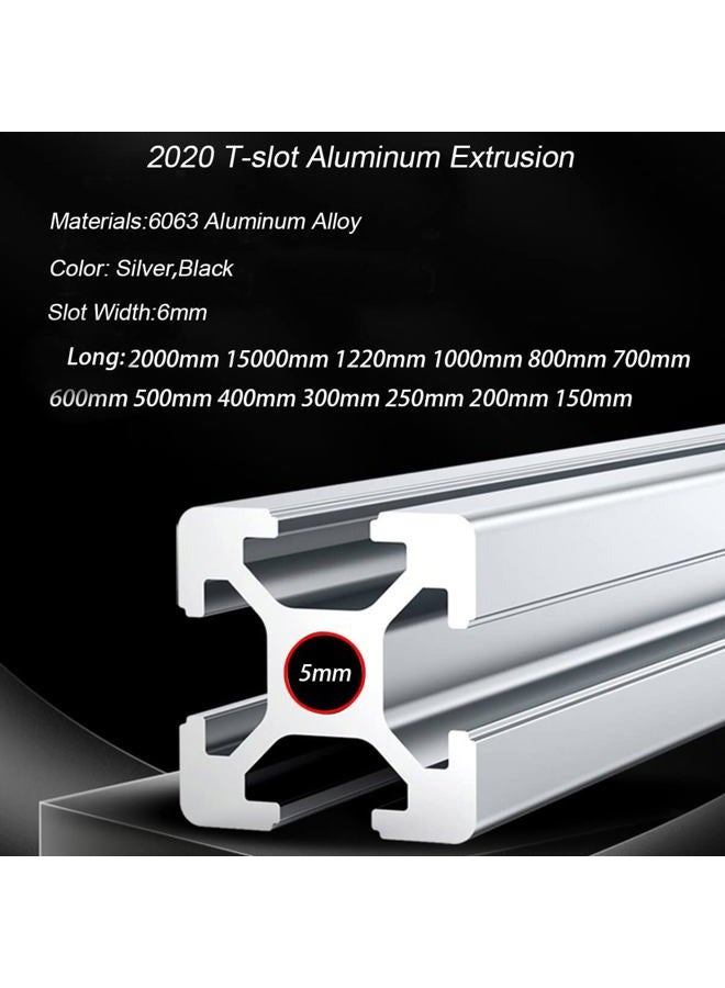 IXGNIJ 4pcs 500mm T Slot 2020 Aluminum Extrusion European Standard Anodized Linear Rail for 3D Printer Parts and CNC DIY Silver(19.7inch) - Image 5