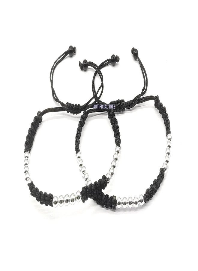 ARTIFICIAL TREE German Silver Ball Black Thread Anklet (Payal) Adjustable for Women and Girls (AT ANK 029) - Image 2