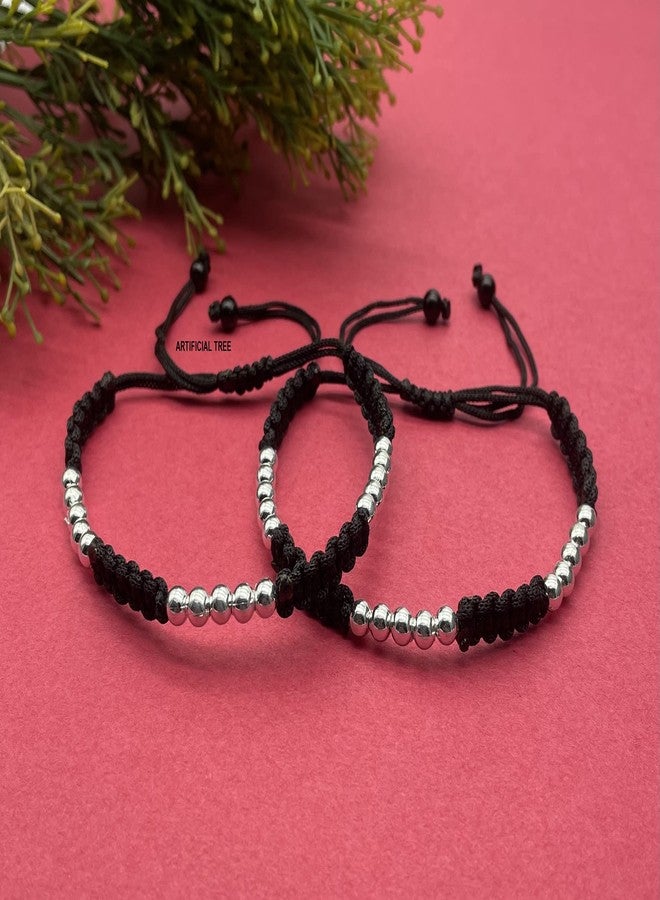ARTIFICIAL TREE German Silver Ball Black Thread Anklet (Payal) Adjustable for Women and Girls (AT ANK 029) - Image 5