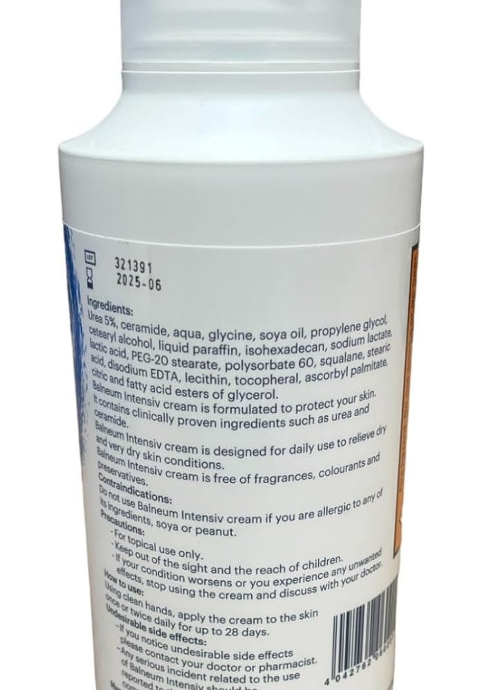 Balneum Intensiv Cream for Dry and Very Dry Skin - 17.7 Oz (500 ml) - Dermatological Care with Urea and Ceramide - Image 3