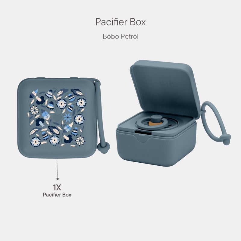 BIBS Liberty Pacifier Box with Strap. Soother Holder and Steriliser case. 100% BPA Free Food-Grade Material - Bobo Petrol - Image 2