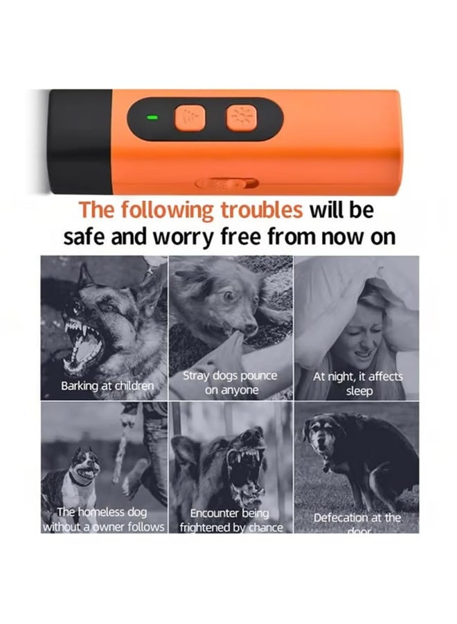شابية جهاز منع نباح الكلاب بالموجات فوق الصوتية، جهاز فعال وإنساني لمنع نباح الكلاب، مزود بمصباح يدوي LED (برتقالي) - Image 3