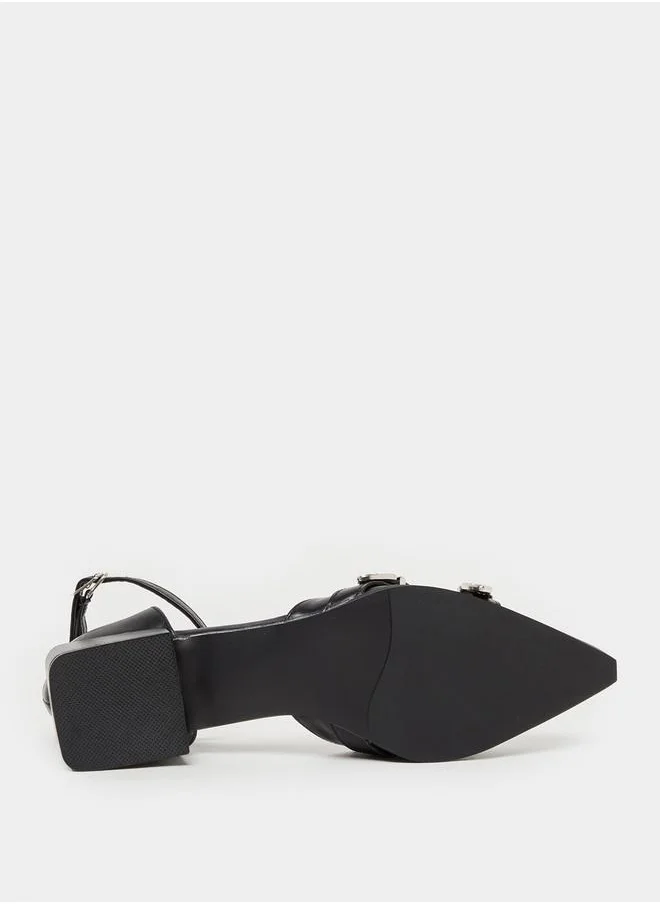Styli Buckle Accent Ankle Strap Pointed Toe Pumps
