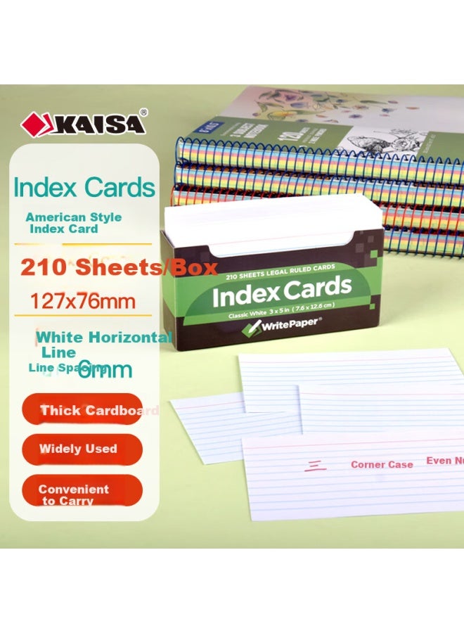 Kaisa White Horizontal Line Index Cards 210 Sheets Boxed Sticky Notes Message Cards Paper Bookmarks Index Tags Portable Word Learning Cards - Image 1
