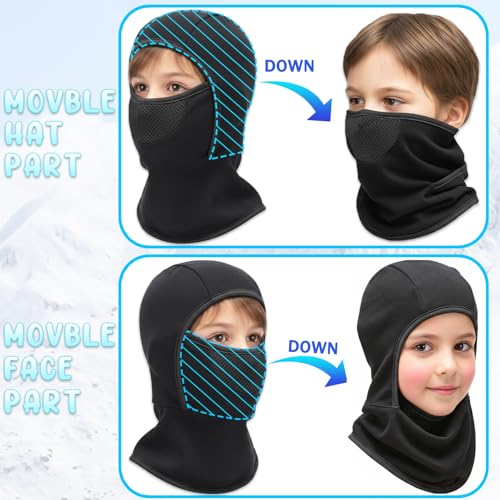 Outrip Breathable Kids Balaclava Ski Mask for Boys Girls - Windproof Fleece Winter Face Mask Cover for Cold Weather (Black, 4-12 Years Old) - Image 5