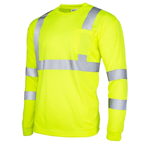 JORESTECH Safety T Shirt Reflective High Visibility Long Sleeve Yellow/Lime ANSI Class 3 Level 2 Type R TS-02 (2XL) - Image 1