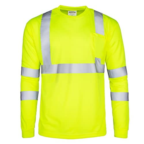 JORESTECH Safety T Shirt Reflective High Visibility Long Sleeve Yellow/Lime ANSI Class 3 Level 2 Type R TS-02 (2XL) - Image 2