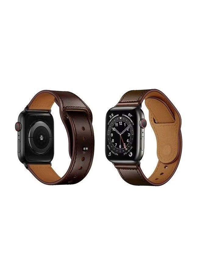 vesus Genuine Leather Replacement Band For Apple Watch Series 6/SE/5/4/3/2/1 Brown