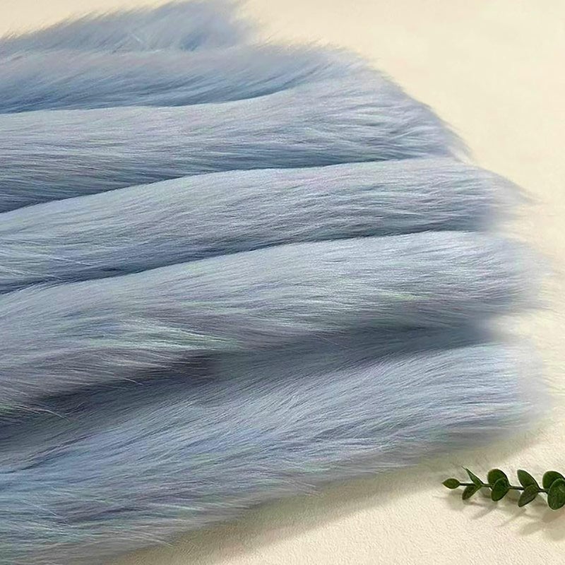 Synthetic Fur Fabric Long Pile 5cm Plush Shaggy Faux Fox Fabric for Warm Soft Coat Fashion Fursuit Costume(27 Gray Blue) - Image 1