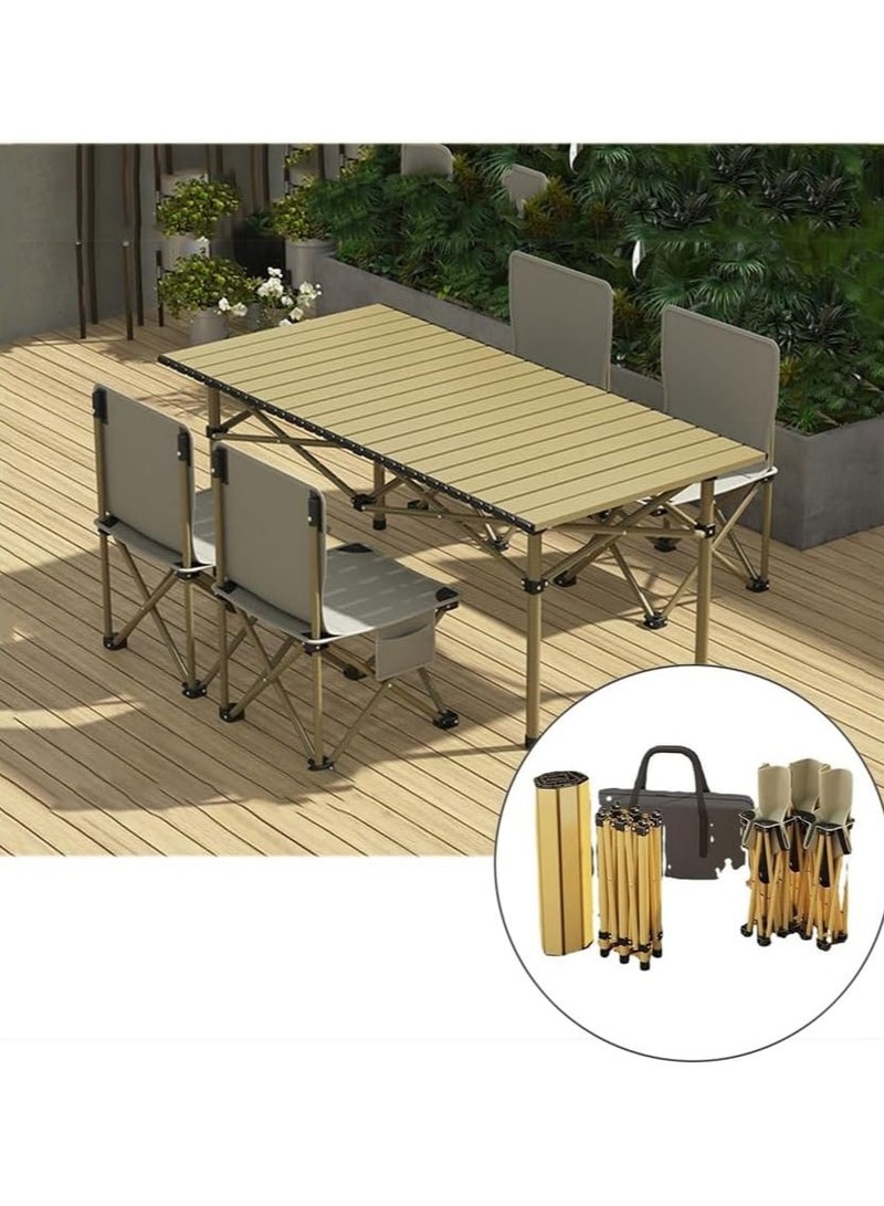 DubaiGallery Portable Folding Camping Table with Rollable Aluminum Top Lightweight Compact for Easy Carry Durable Waterproof Design Stable Steel Frame Perfect for Outdoor Adventures Picnics Beach BBQ Hiking Fishing and Travel 90cm x 55cm - Image 2