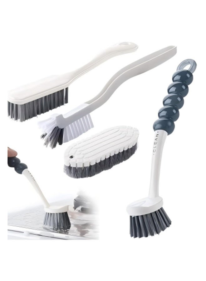 4 Pack Cleaning Brush Set, Kitchen Cleaning Brush with Handle, Multipurpose Cleaning Brush for Shoes, Bathroom, Tub, Tile - Image 1