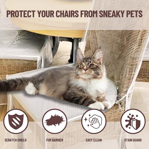 Evelots Dining Room/Kitchen Chair Cover/Protector-4 Pack- Heavy Duty Clear PVC Vinyl-No Dust/Spill/Pet Hair/Pet Claws, Easy Clean Slipcover - Image 3